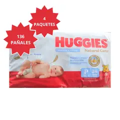 HUGGIES - Pañales Talla P Natural Care 136und
