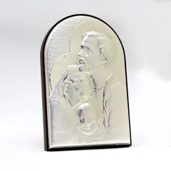 GENERICO - Cuadro Italiano Religioso Semi Arco Sagrada Familia en Plata