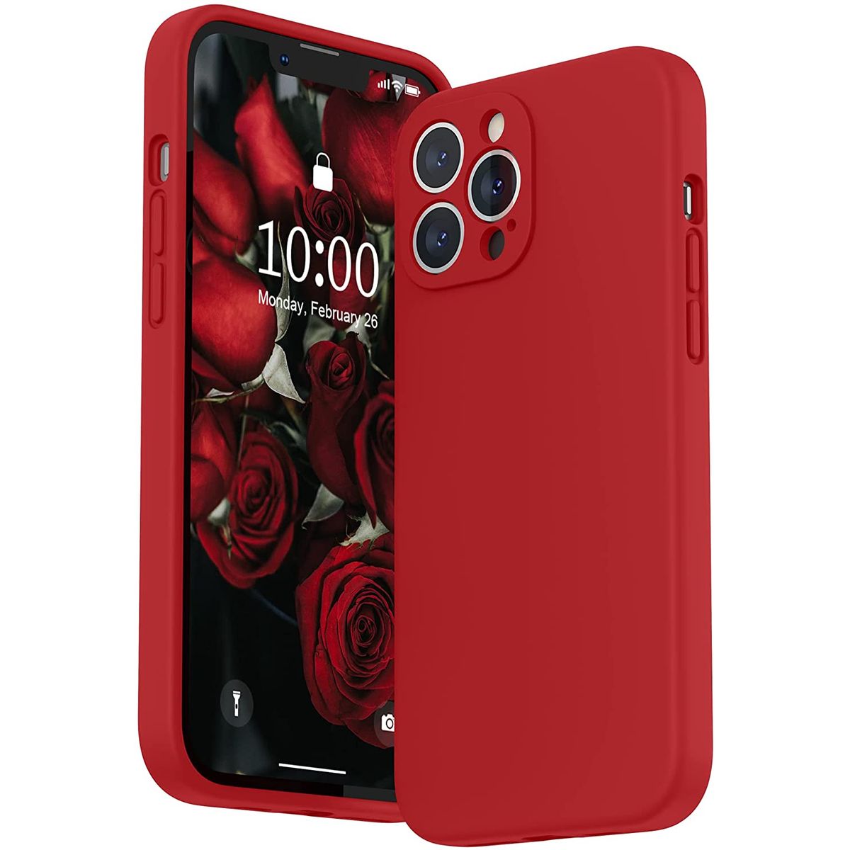 CELLBOX - Carcasa de Silicona con Protector de Cámara para iPhone 13 Pro - Roja