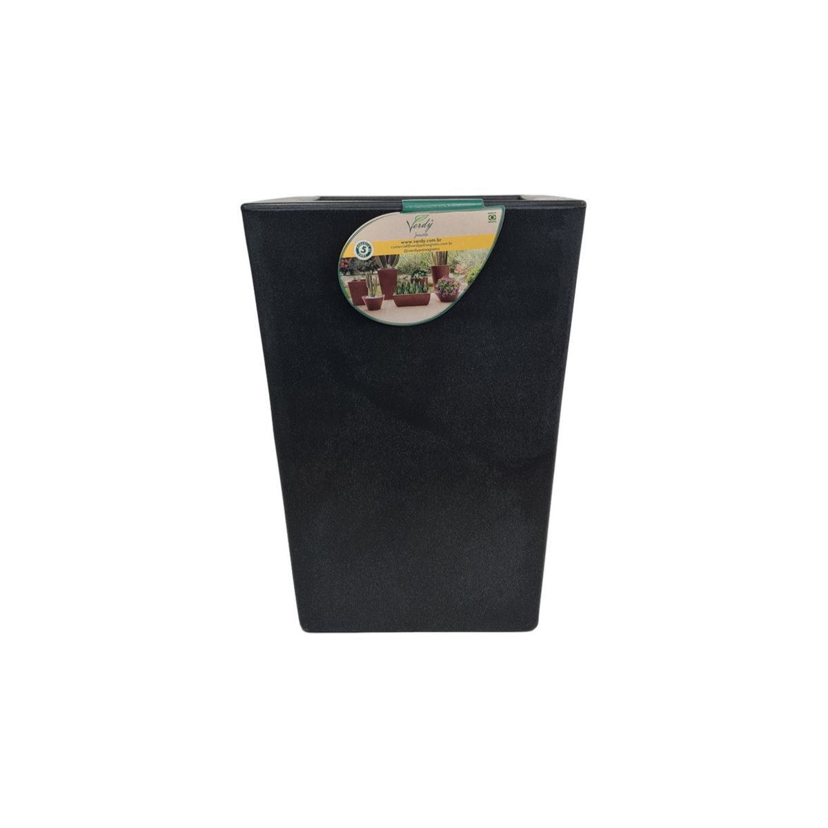 VERDY - Maceta Joinville Trapecio Negro 17x30cms Efecto Marmoleado