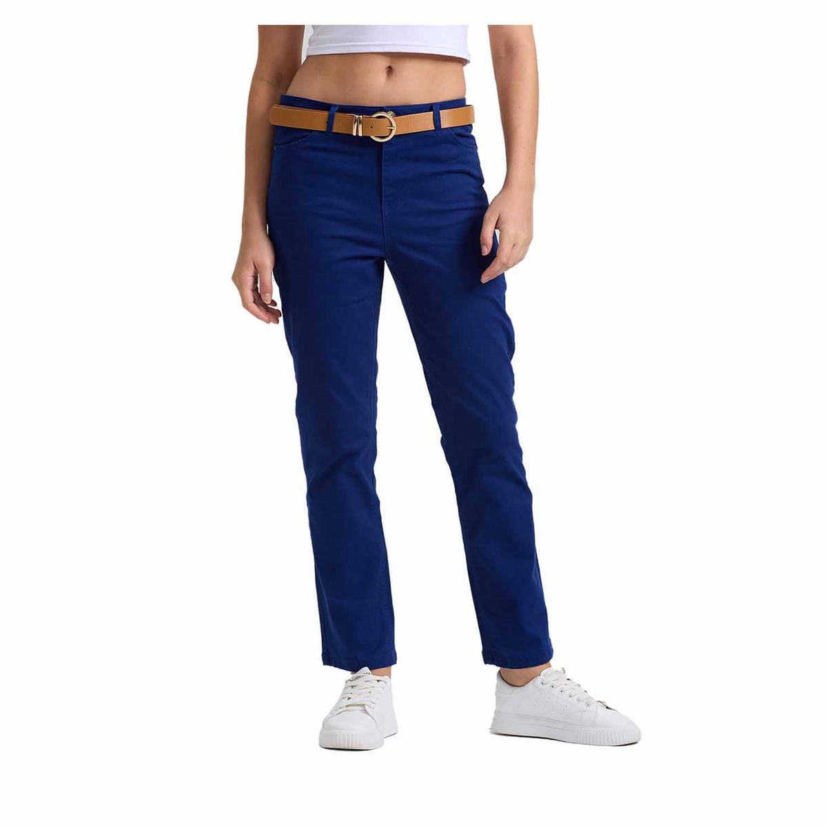 FASHION'S PARK - Pantalón Mujer Semi Recto Gabardina Pushup Azul Marino Fashion's Park