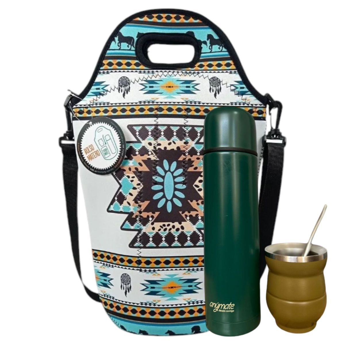 GENERICO - Pack Mate Termo Bala Bolso Matero Mate + Bombilla