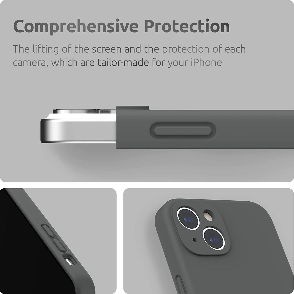 CELLBOX - Carcasa de Silicona con Protector de Cámara para iPhone 14 Plus - Gris