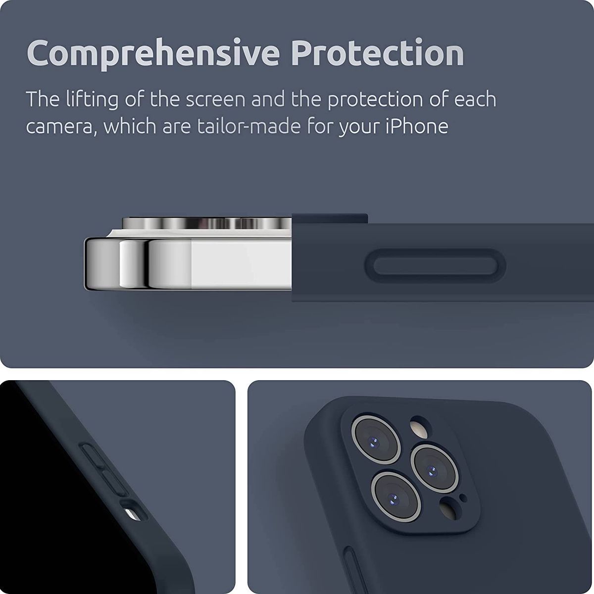 CELLBOX - Carcasa de Silicona con Protector de Cámara para iPhone 14 Pro - Azul