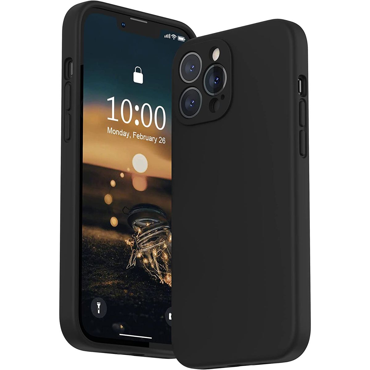 CELLBOX - Carcasa Silicona con Protector de Cámara para iPhone 14 Pro Max -Negra
