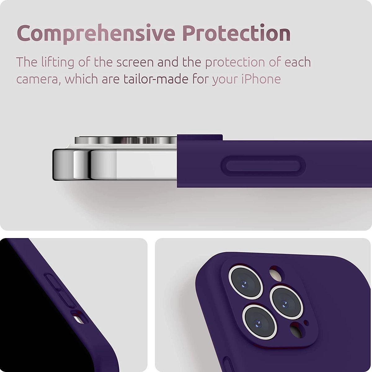 CELLBOX - Carcasa de Silicona con Protector de Cámara para iPhone 14 Pro -Morada