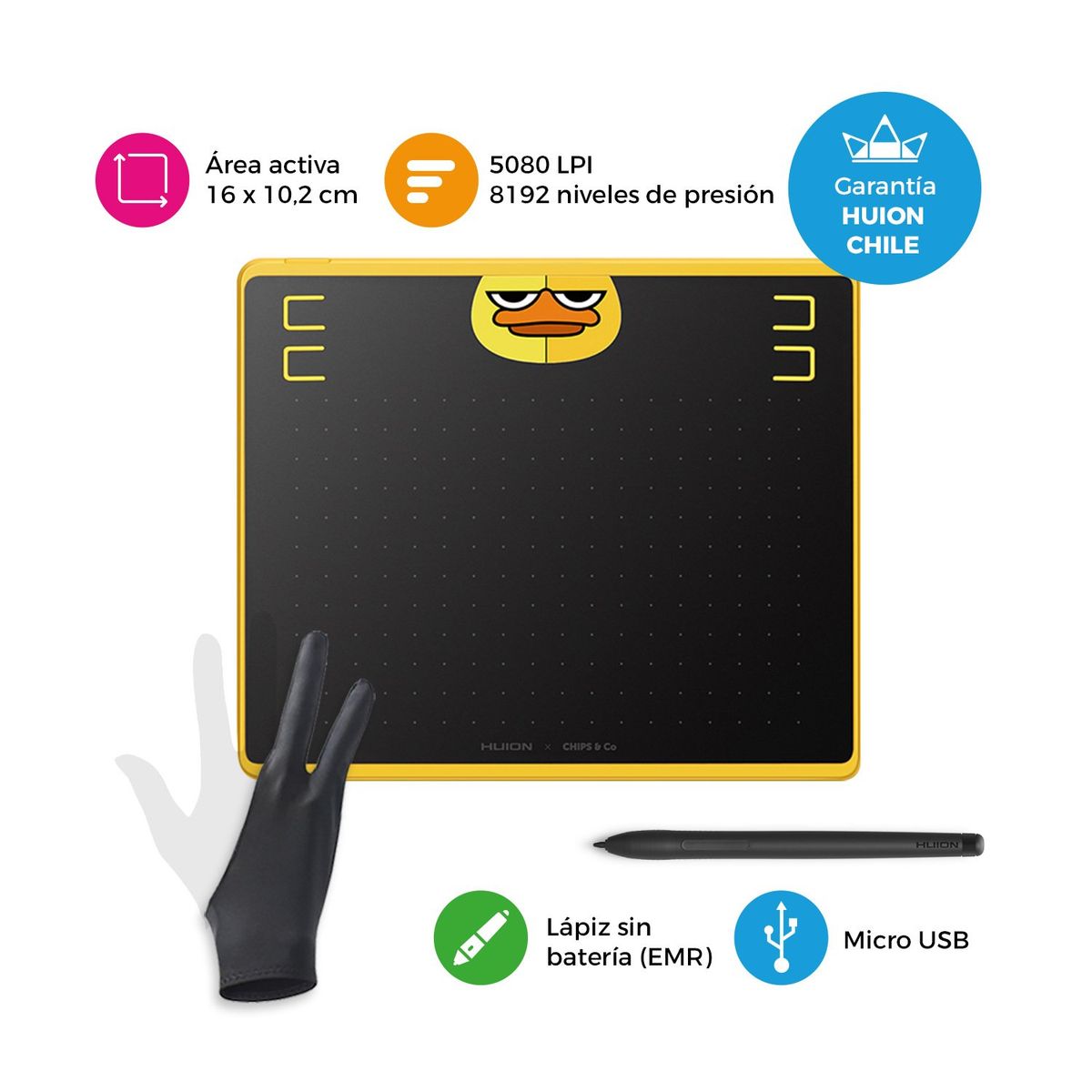HUION - Tableta Gráfica Huion HS64 Special Edition - Incluye Guante