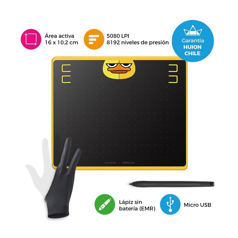 HUION - Tableta Gráfica Huion HS64 Special Edition - Incluye Guante