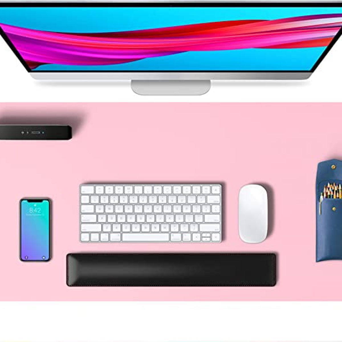 CELLBOX - Alfombrilla - Mousepad de Eco Cuero - Cubierta de Escritorio - Rosa