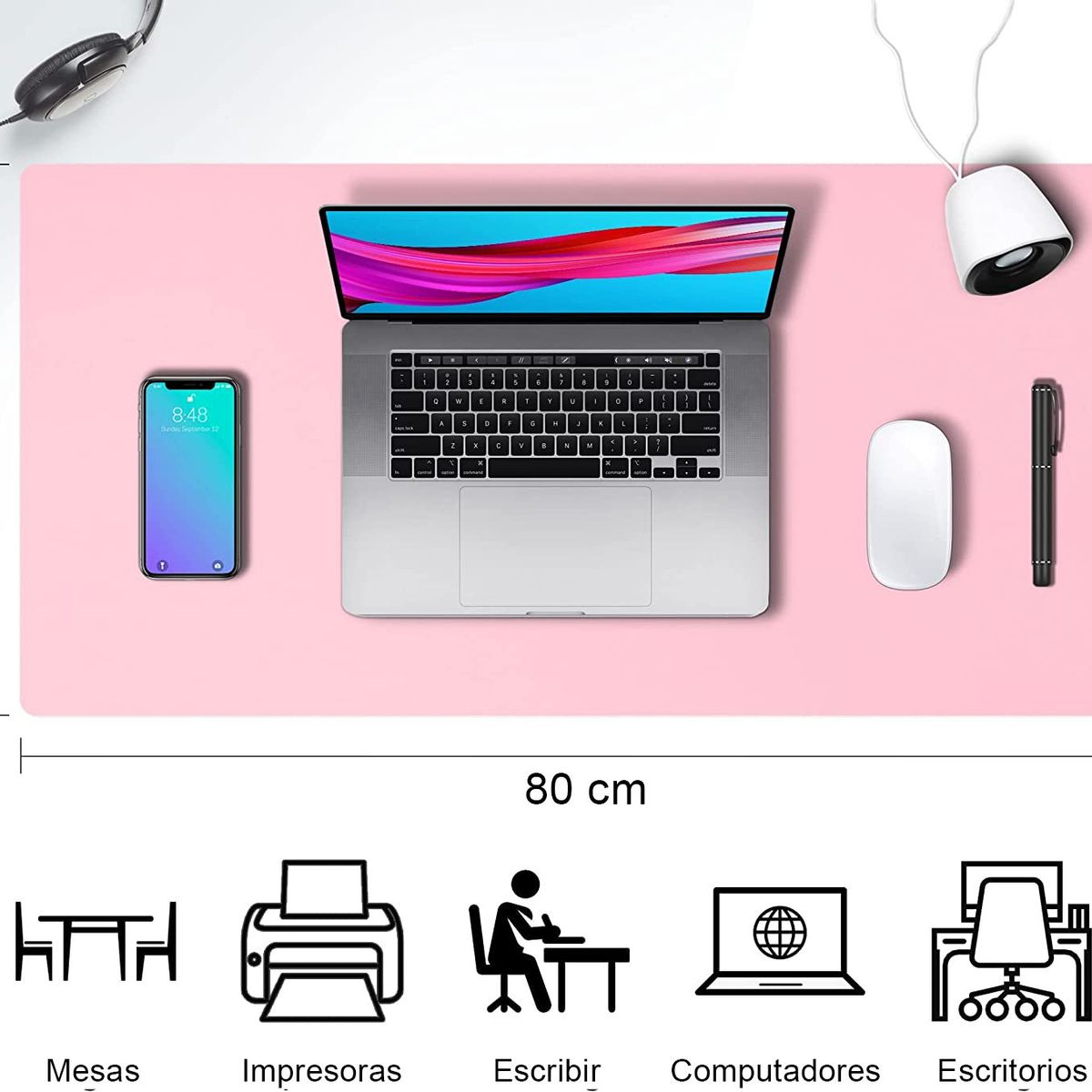 CELLBOX - Alfombrilla - Mousepad de Eco Cuero - Cubierta de Escritorio - Rosa