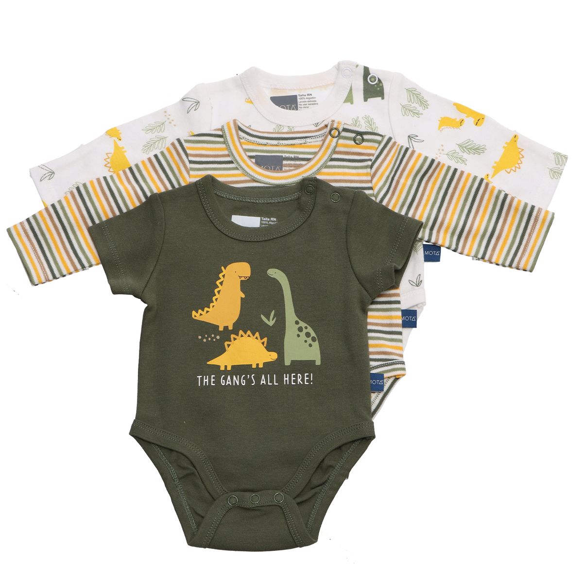 MOTA - Body Verde de Algodón Pack 3 Mota