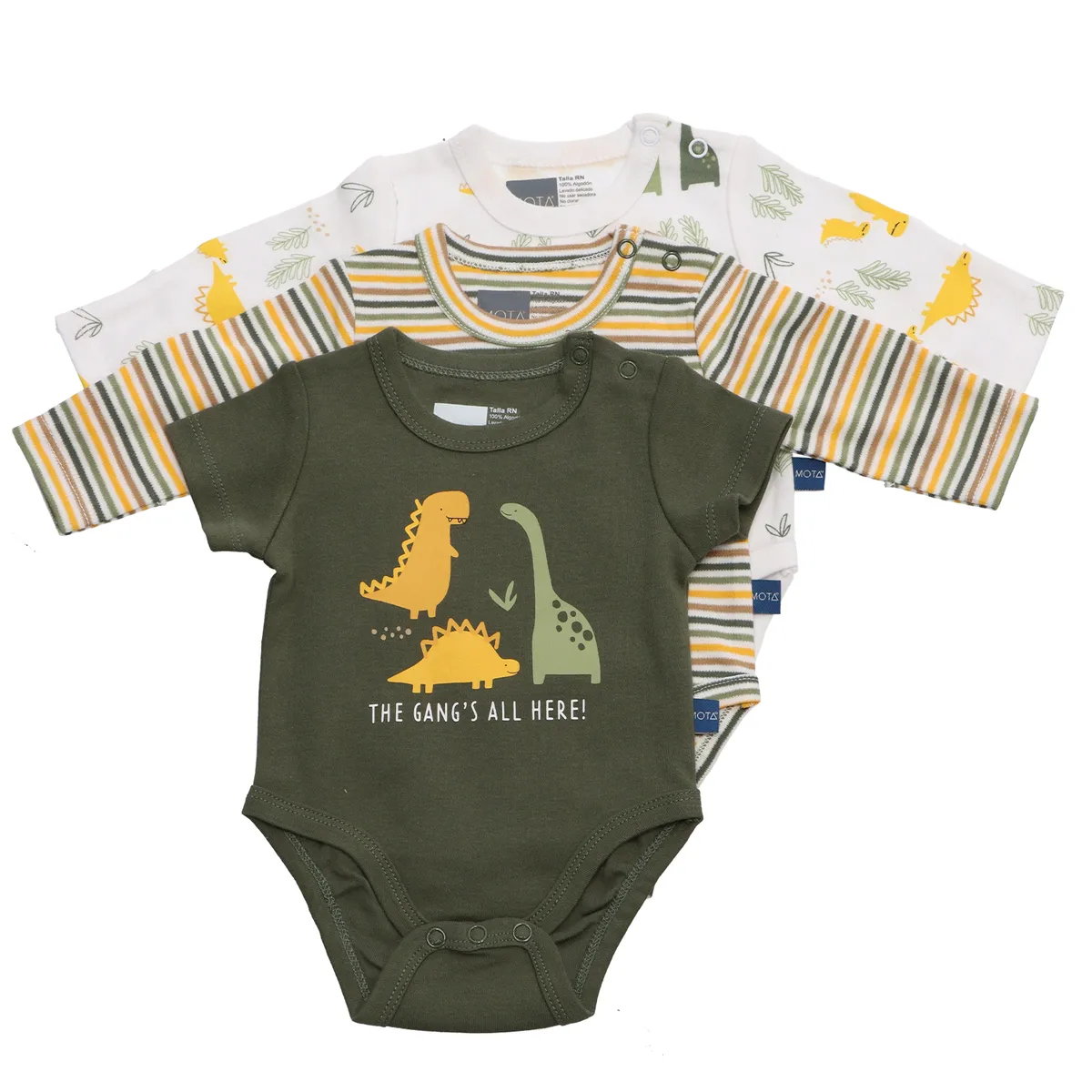 MOTA - Body Verde de Algodón Pack 3 Mota