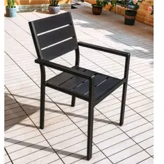 GENERICO - Silla para Terraza Restaurante Hotel Exteriores Negro PACK X2
