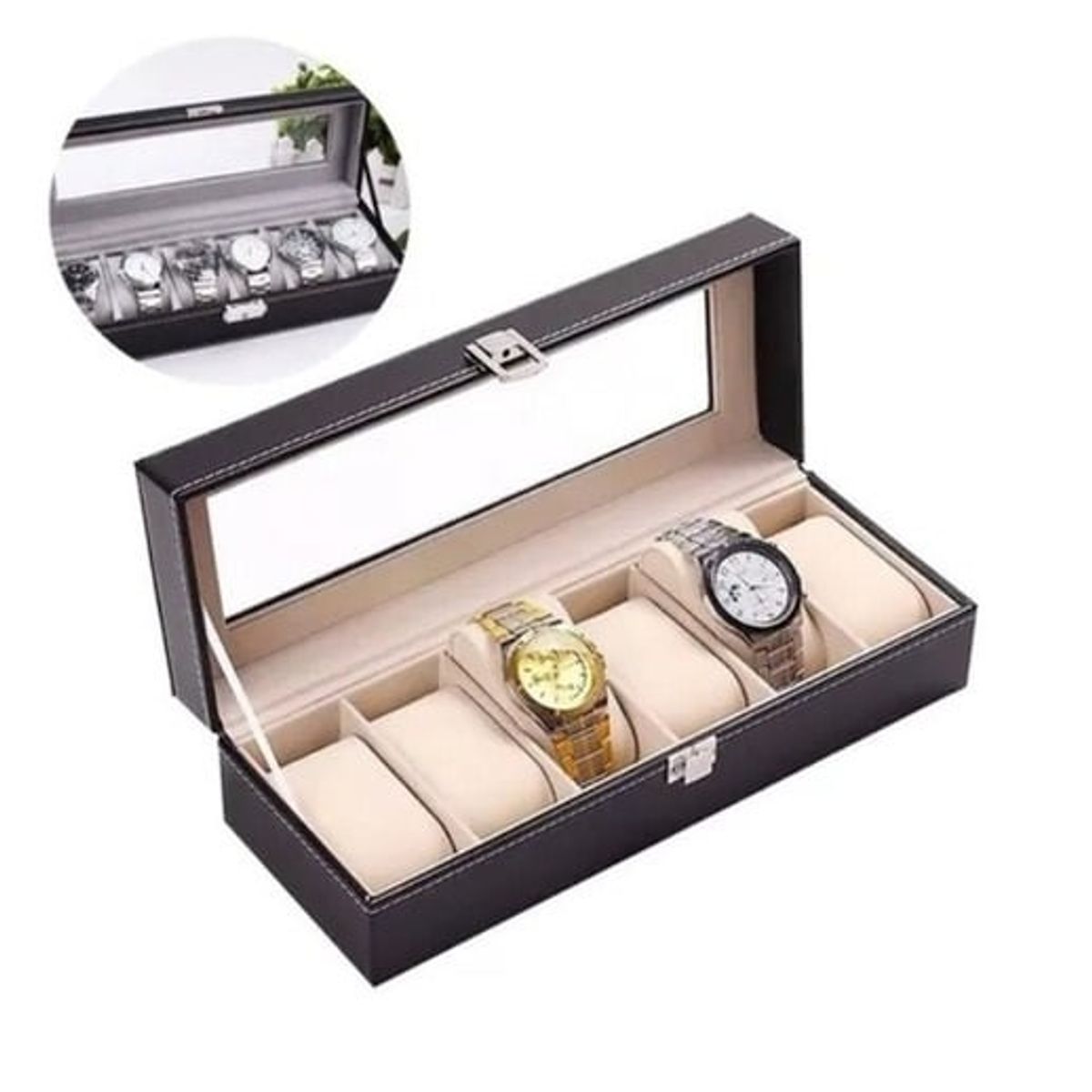 GENERICO - Caja Estuche Organizador Para 6 Relojes