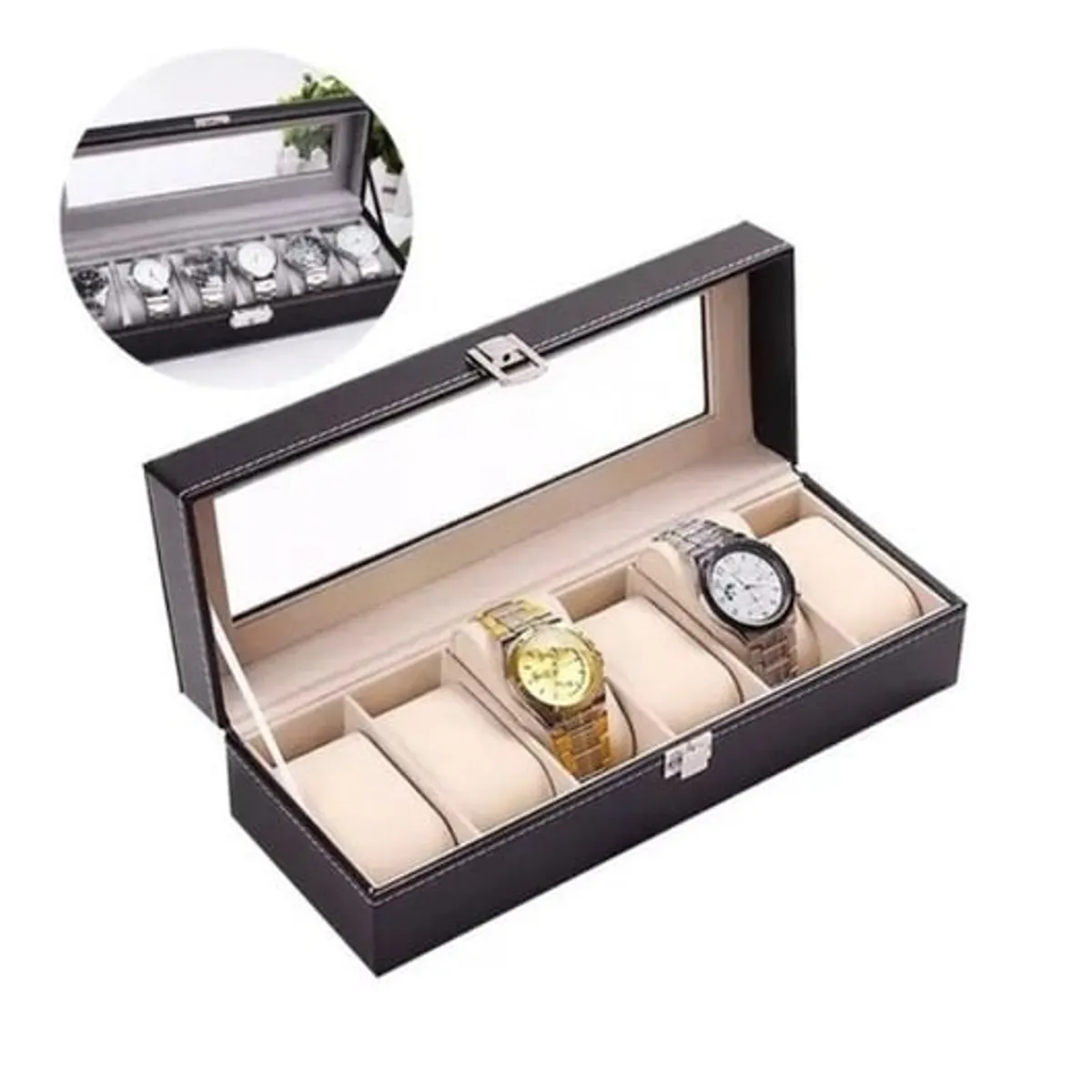 GENERICO - Caja Estuche Organizador Para 6 Relojes