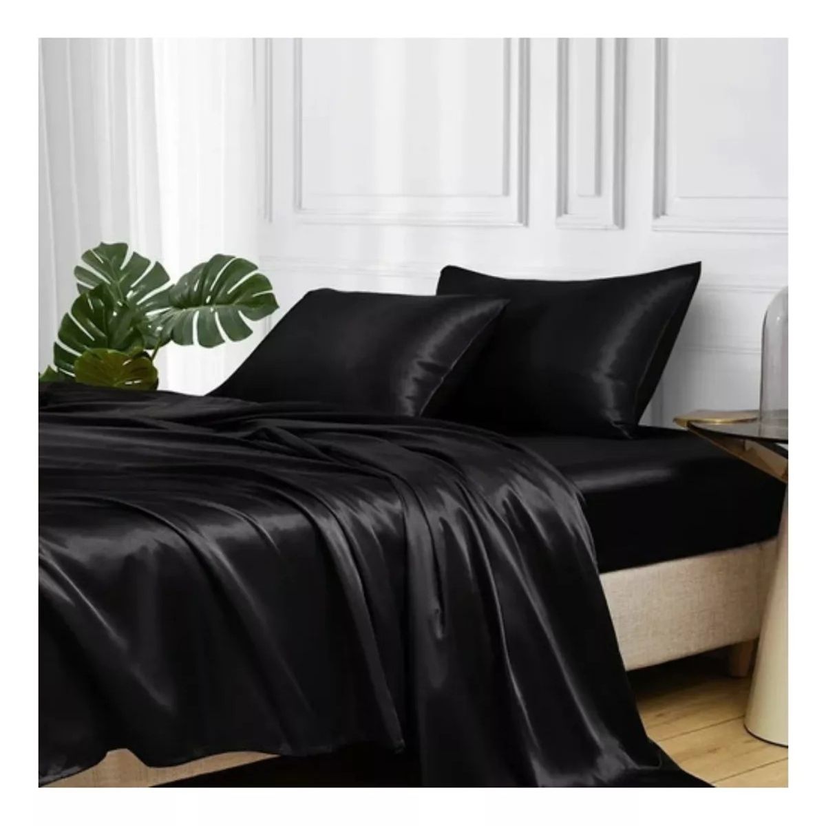 MUNDO MAGIA - Juego De Sábanas De Satín 2 Plazas-4 Piezas Satén