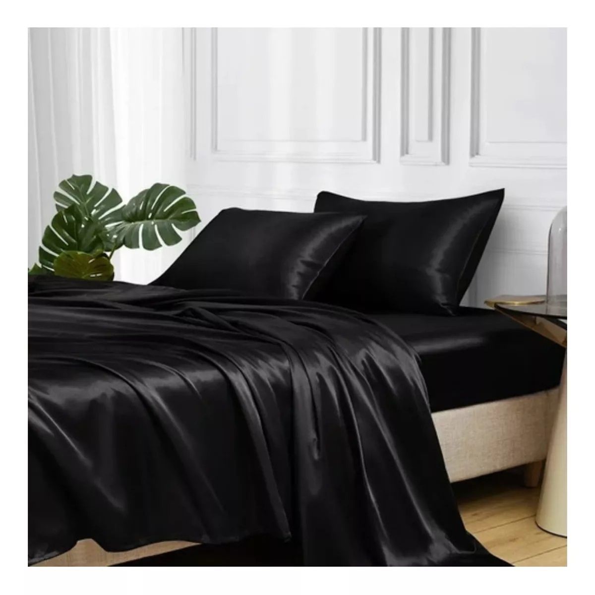 MUNDO MAGIA - Juego De Sábanas De Satín 2 Plazas-4 Piezas Satén