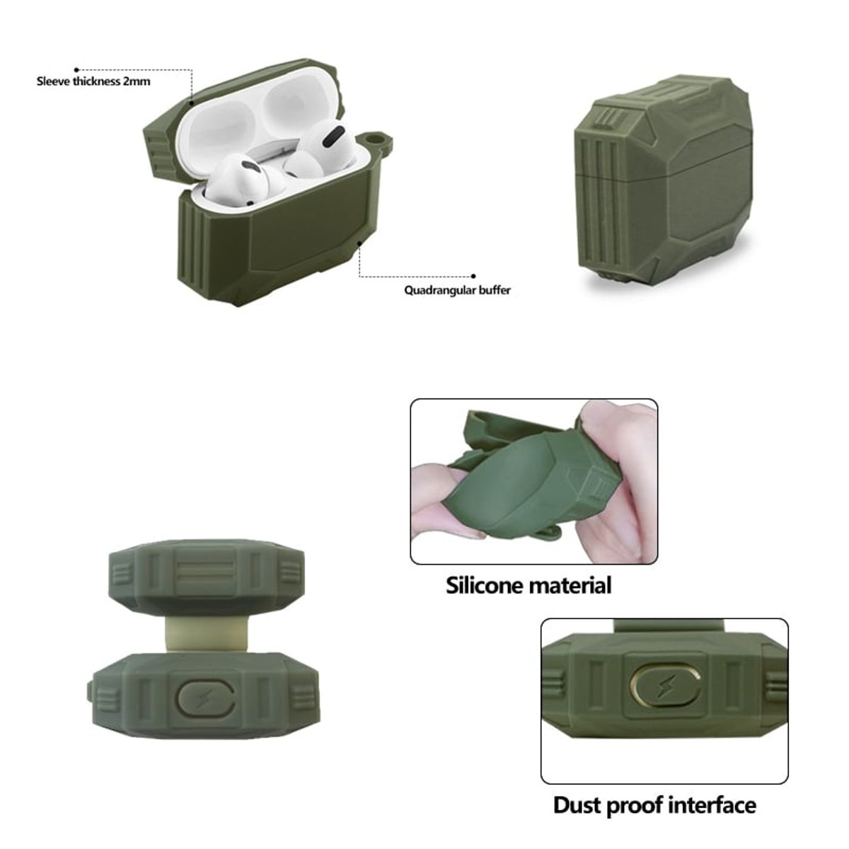 CELLBOX - Funda de Silicona para AirPods Pro 1ra y 2da Generación - Verde