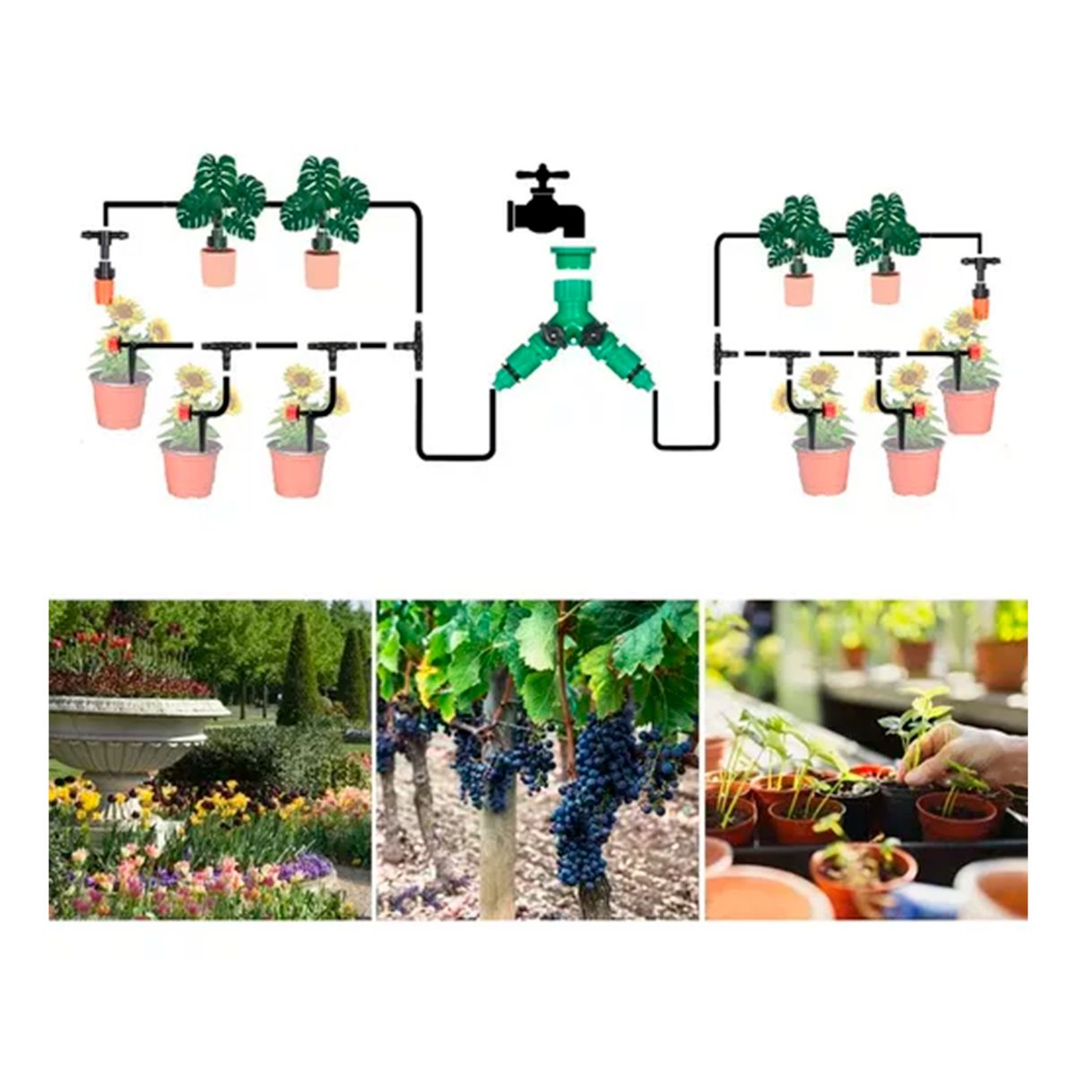 GENERICO - Kit De Riego Sistema Automático Goteo 40m 164pcs