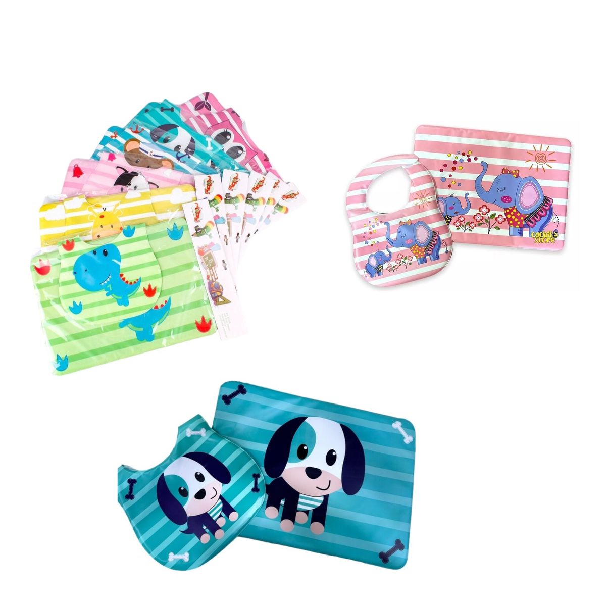 GENERICO - Set Babero y Mantel Individual Lavable Bebes Diseño Niña