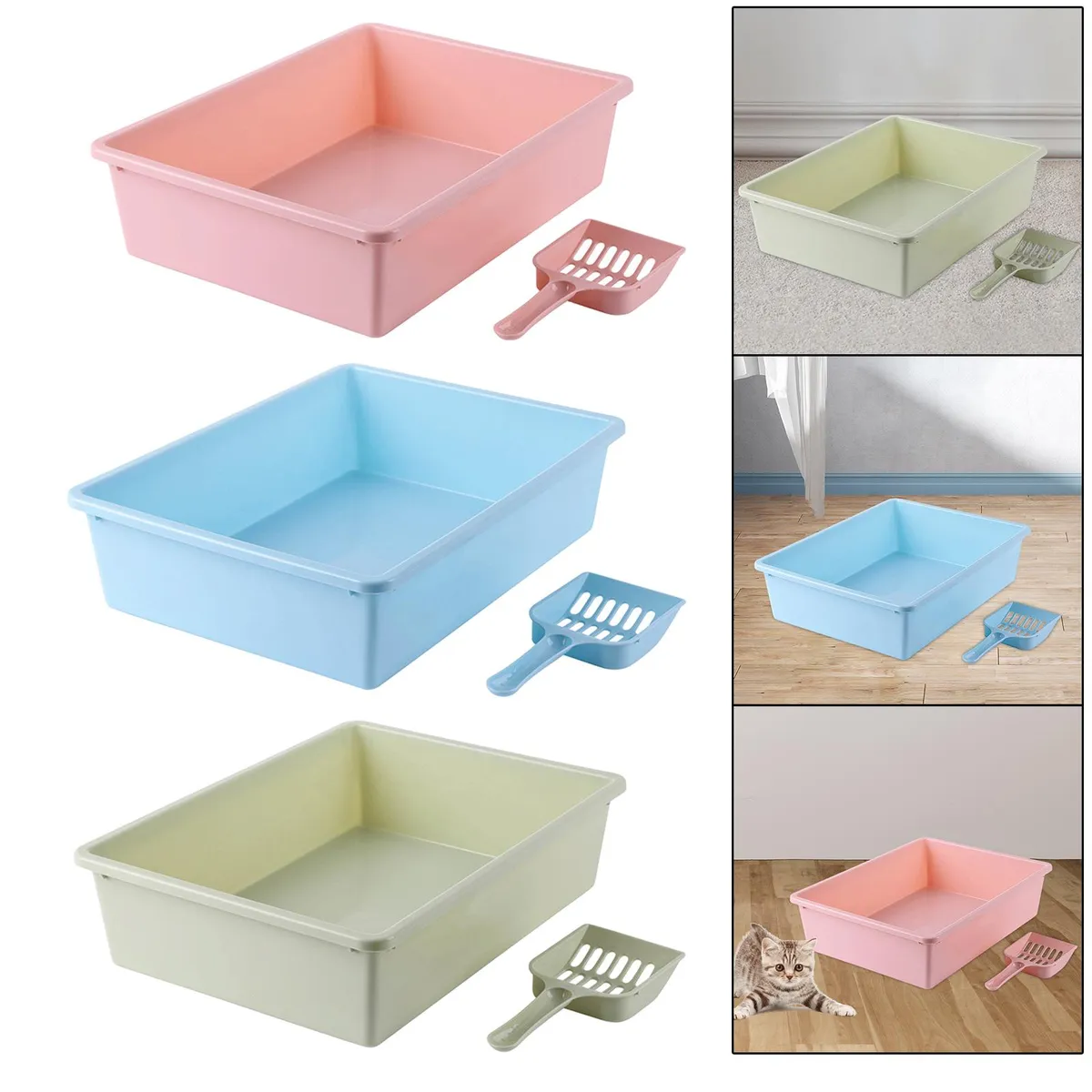 GENERICO - Arenero para Gatos Bandeja de Arena Peq Verde