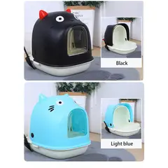 GENERICO - Arenero Cupula Cerrado Baño Sanitario Gato Celeste XL