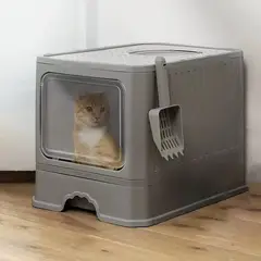 GENERICO - Arenero Cupula Bandeja Sanitaria para Gato Gris