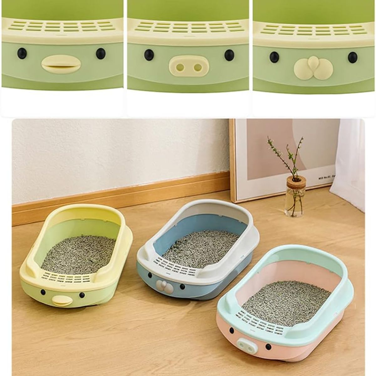 GENERICO - Arenero para Gatos Bandeja de Arena Con Diseño Celeste