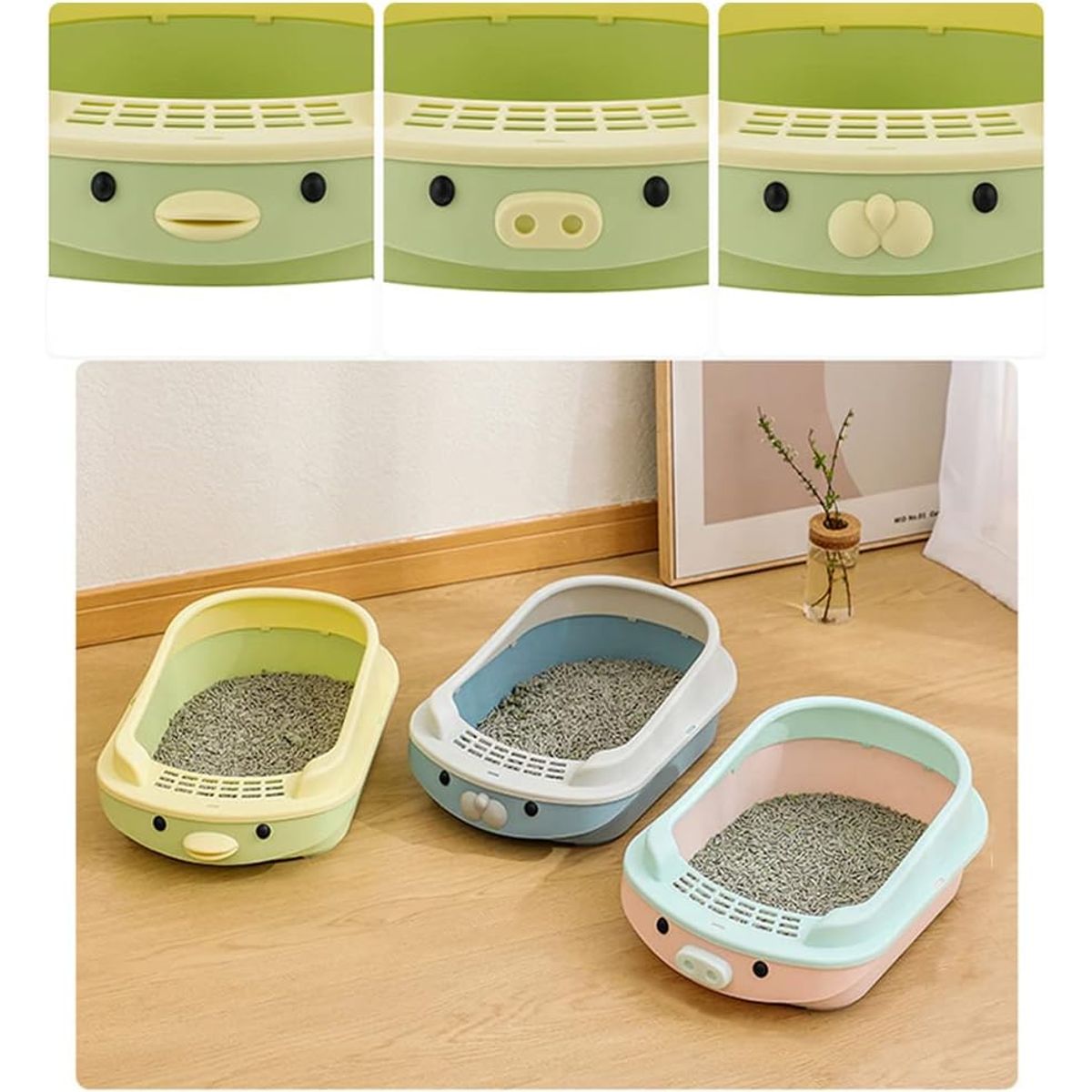 GENERICO - Arenero para Gatos Bandeja de Arena Con Diseño Celeste