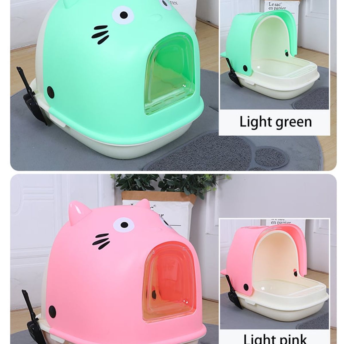 GENERICO - Arenero Cupula Cerrado Baño Sanitario Gato Rosa XL