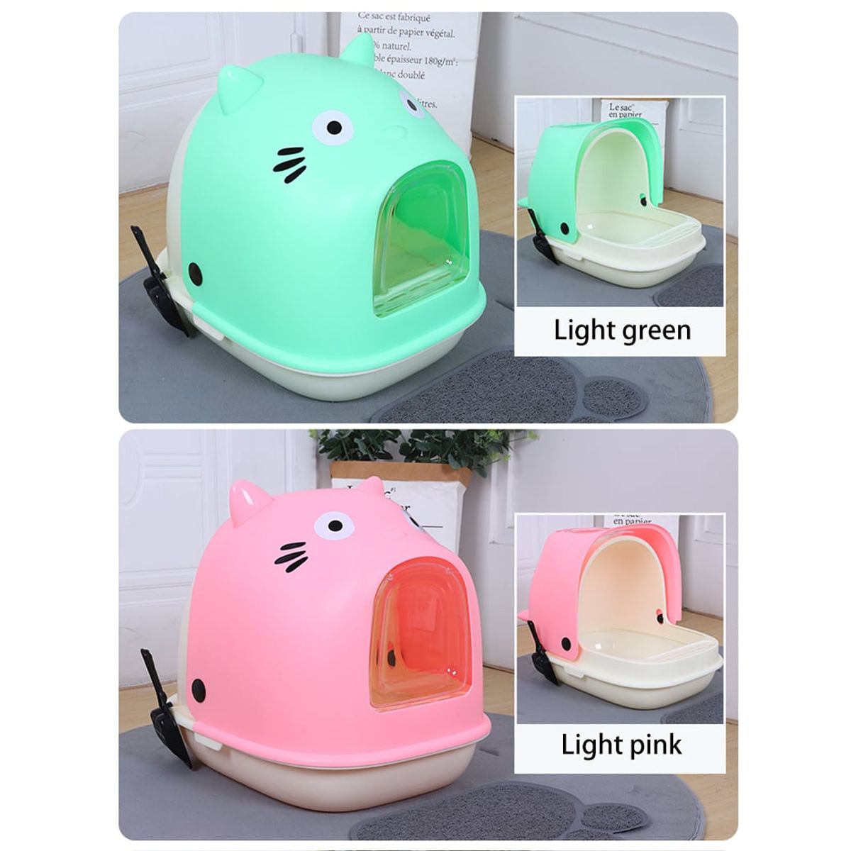 GENERICO - Arenero Cupula Cerrado Baño Sanitario Gato Rosa XL