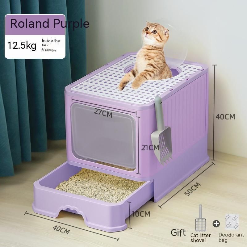 GENERICO - Arenero Cupula Bandeja Sanitaria para Gato Morado