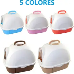 GENERICO - Arenero Cupula Cerrado Baño Sanitario Gato Celeste Bandeja Extraible