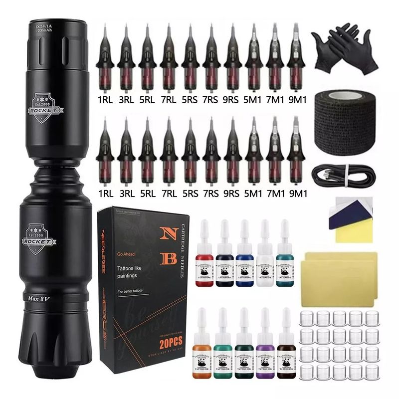MUNDO MAGIA - Kit De Tatuaje Inalámbrico Pen Rotativa