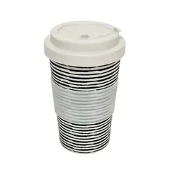 DECOGREEN - Mug con tapa de silicona BioBamboo Rayas