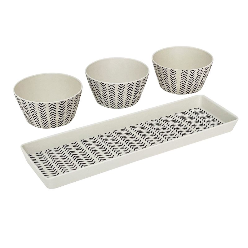 DECOGREEN - Set 3 Bowls Con Bandeja Flechas
