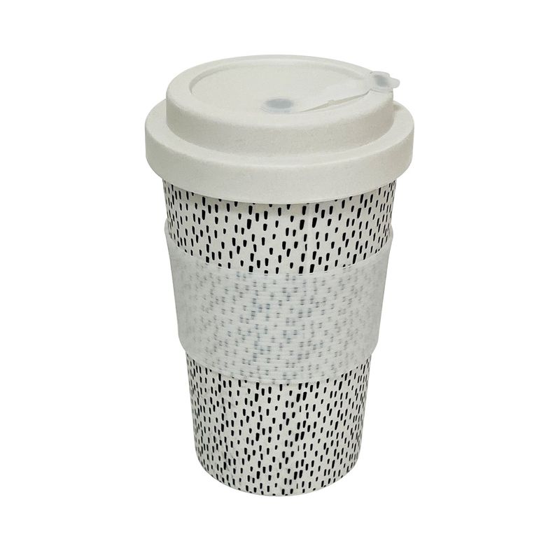 DECOGREEN - Mug con tapa de silicona BioBamboo Puntos