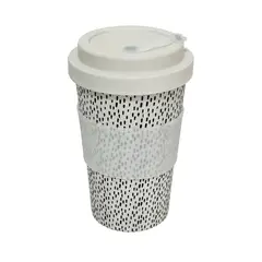DECOGREEN - Mug con tapa de silicona BioBamboo Puntos