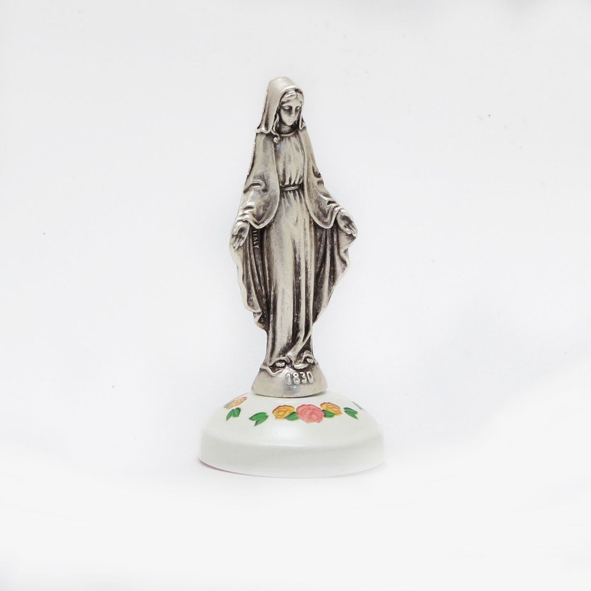 GENERICO - Estatua Italiana Milagrosa base decorada de Rosas 6,5 cms