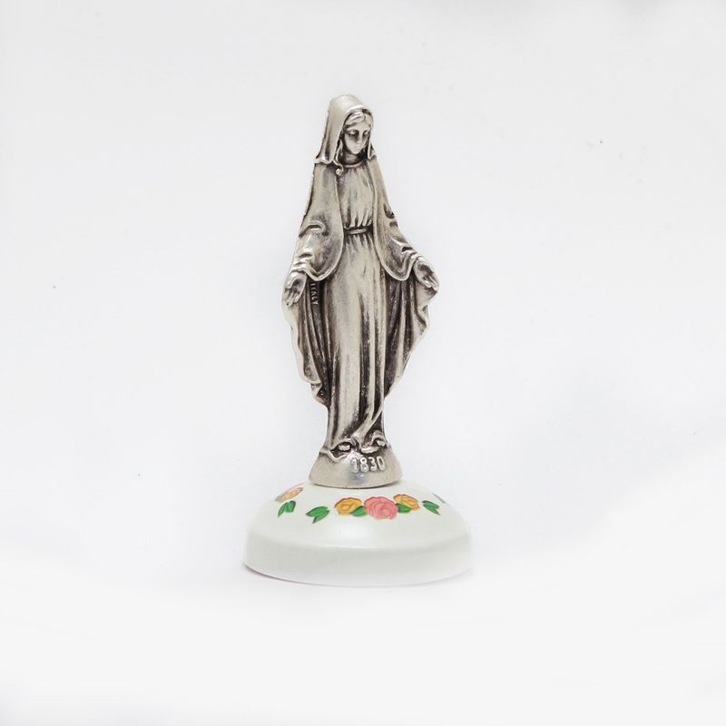 GENERICO - Estatua Italiana Milagrosa base decorada de Rosas 6,5 cms
