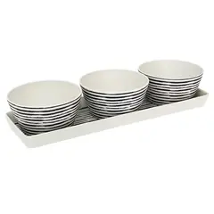 DECOGREEN - Set 3 Bowls Con Bandeja Rayas