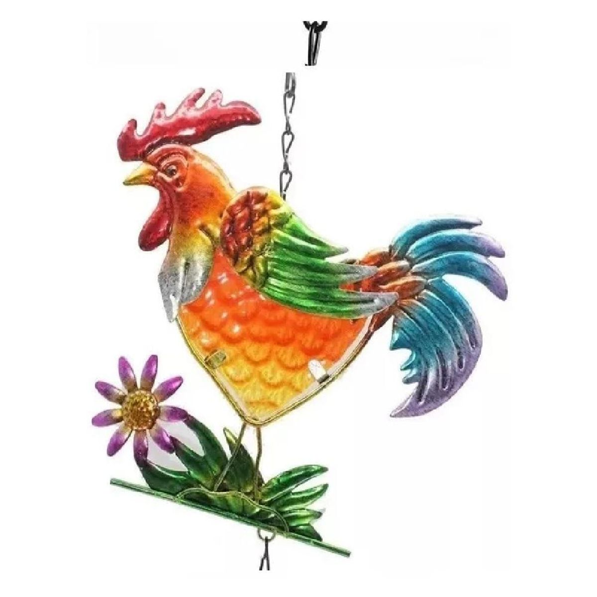 CELTA - Colgante Decorativo Gallo De Vidrio-cobre Vitral PB-B3