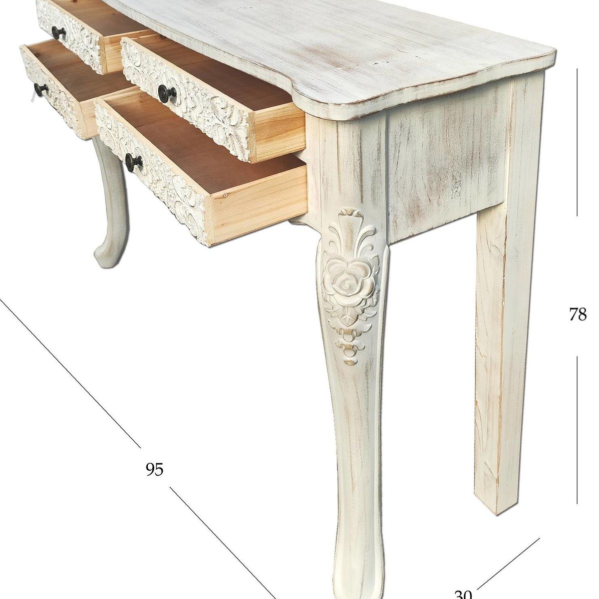 ECOMUSO - Arrimo Clasico  Tallado 4 cajones Ecomuso 18BF025