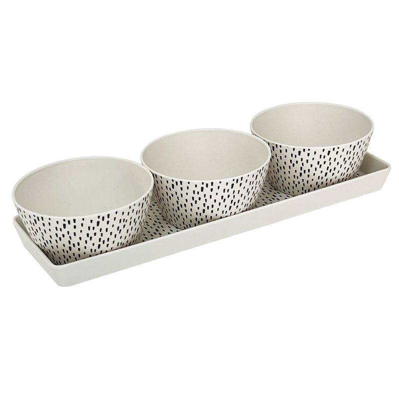 DECOGREEN - Set 3 Bowls Con Bandeja Puntos