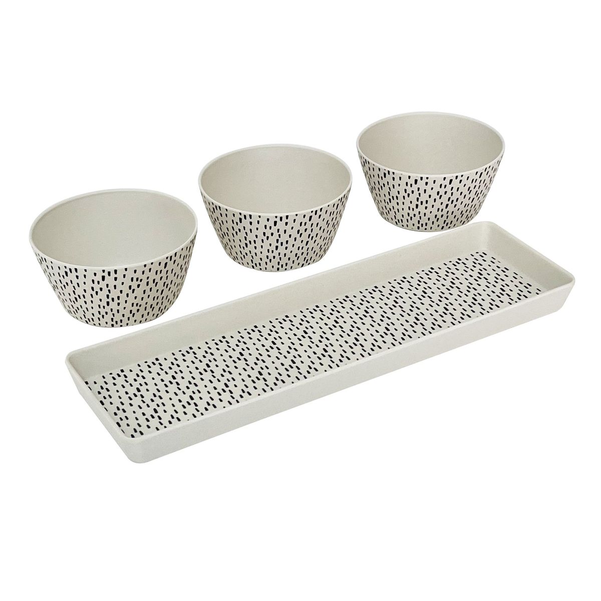 DECOGREEN - Set 3 Bowls Con Bandeja Puntos.