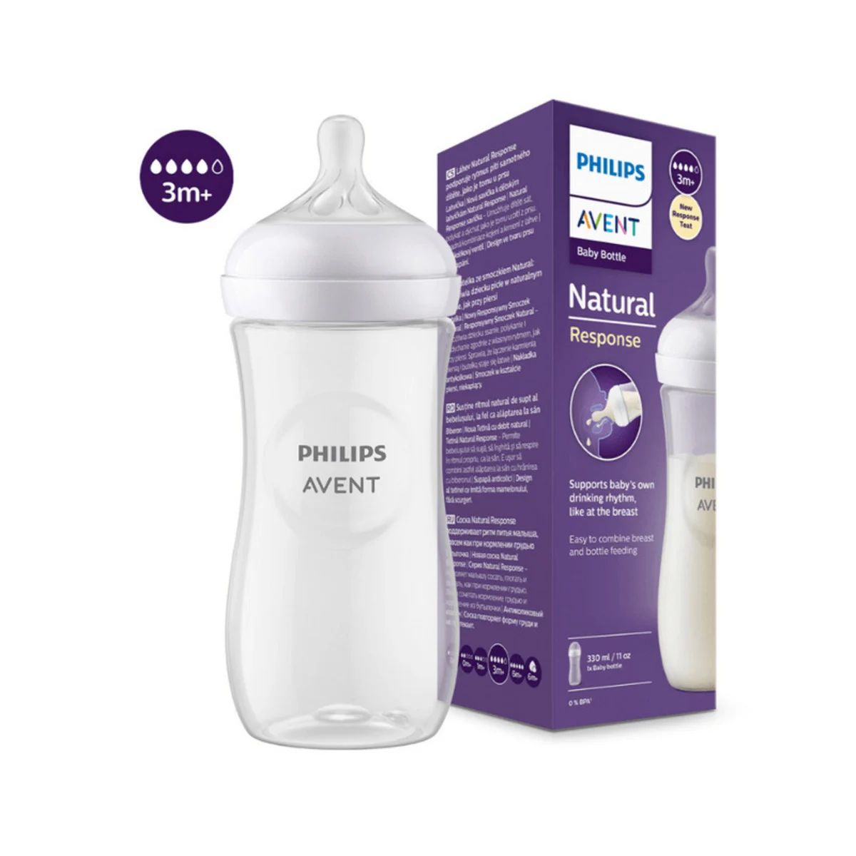 AVENT - Mamadera Natural Response 3m+ 330ml Scf90601