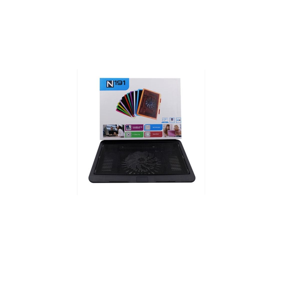 GENERICO - Base Soporte notebook 17"  color negro 1 ventilador
