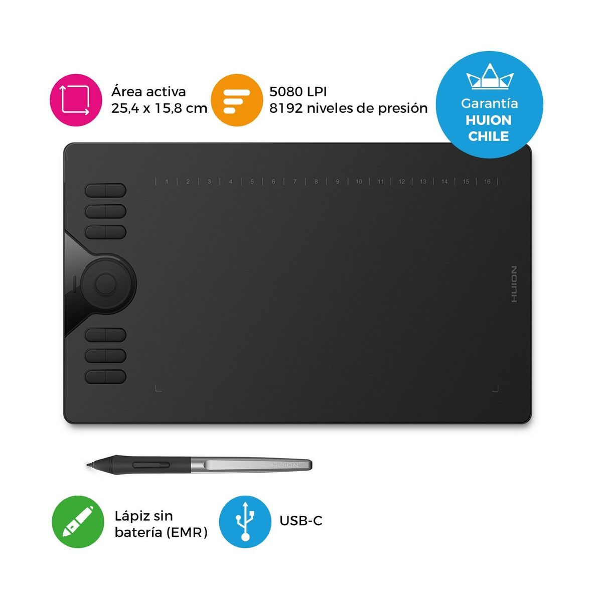 HUION - Tableta Gráfica Digitalizadora Huion HS610 con Dial - TG