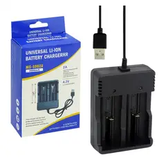 OEM - Cargador Doble Pilas 18650 Baterias 3.7v Recargables Usb.