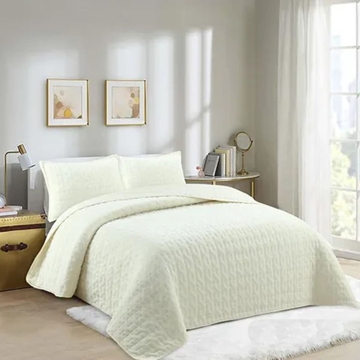 GENERICO - COBERTOR PLUSH DELGADO DE VERANO 1.5 PLAZA UNICOLOR BLANCO GS